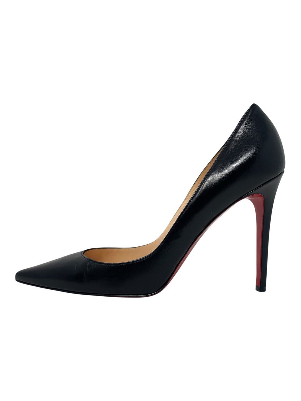 Christian Louboutin Pigalle 100 Black Leather Pointed Toe Stiletto Pumps EU 38